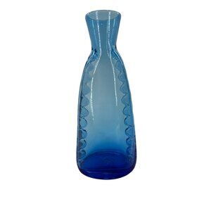 Blenko Blue Glass‎ Vase #932 Azure 1993 With Ruffled Design
